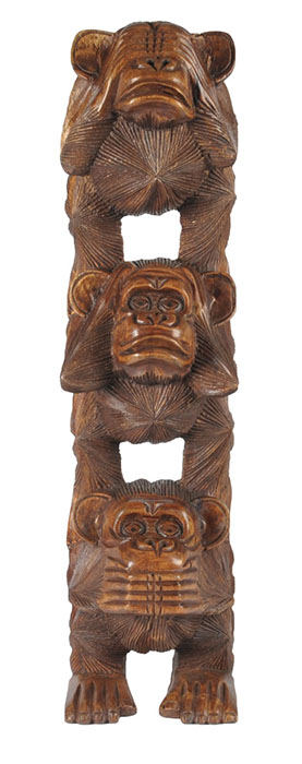 Wooden Monkey Stack 51Cm - Click Image to Close